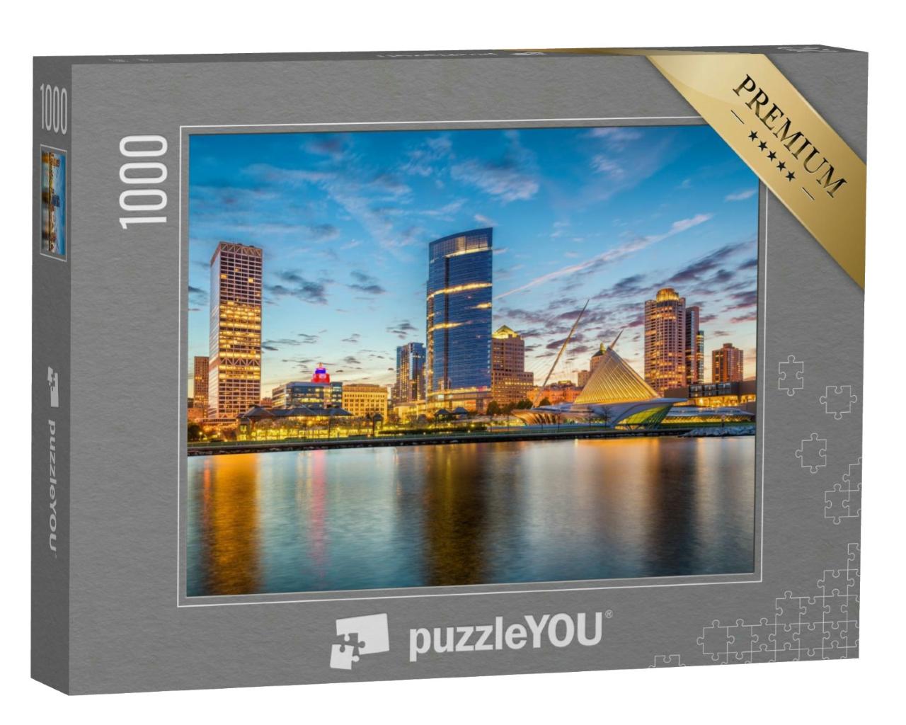 Puzzle 1000 Teile „Milwaukee, Wisconsin: Stadtsilhouette am Michigansee“