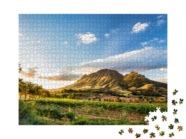 Puzzle 1000 Teile „Weinregion Stellenbosch mit Simonsberg, Südafrika“
