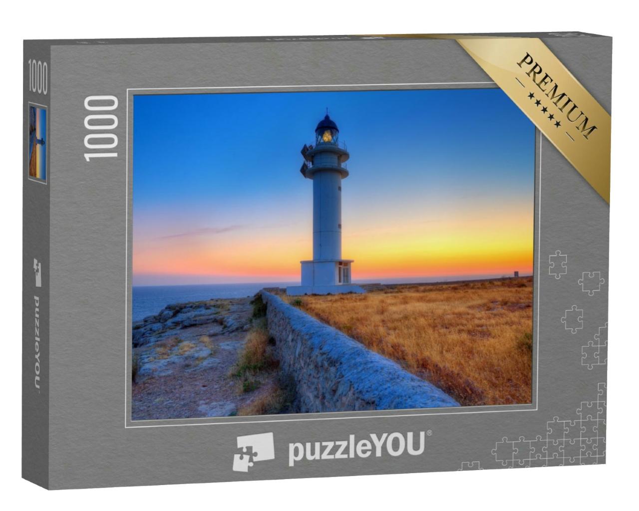 Puzzle 1000 Teile „Sonnenuntergang auf Formentera mit Leuchtturm“