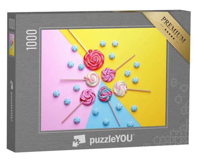 Puzzle 1000 Teile „Bunte runde Bonbons und farbige Lutscher“