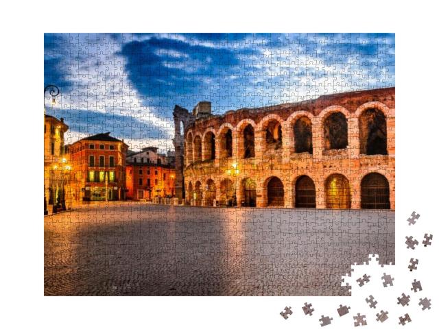 Puzzle 1000 Teile „Bezaubernder Sonnenuntergang über dem Amphitheater in Verona, Italien“