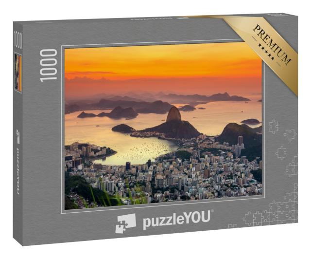 Puzzle 1000 Teile „Sonnenuntergang auf dem Berg Zuckerhut, Rio de Janeiro, Brasilien“