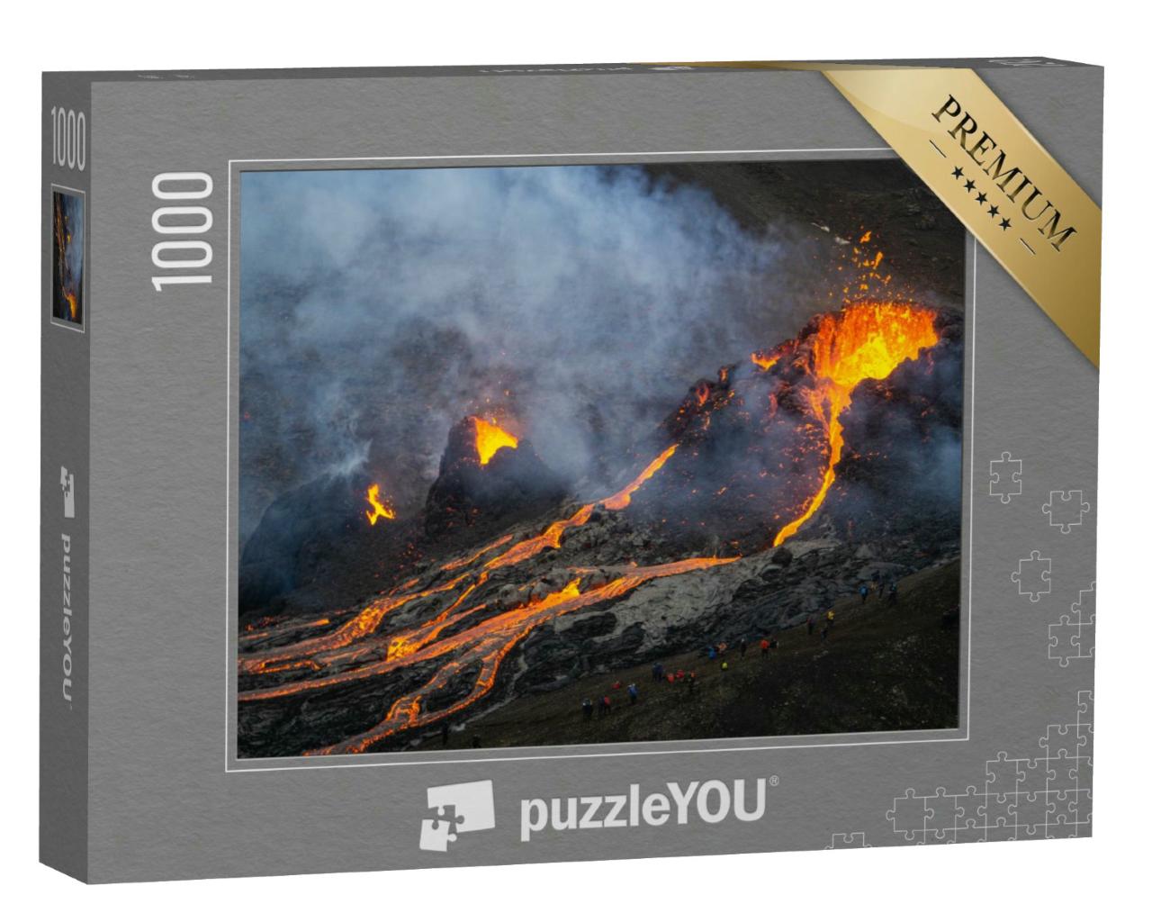Puzzle 1000 Teile „Vulkanausbruch im Fagradalsfjall, Südwestisland, im März 2021“
