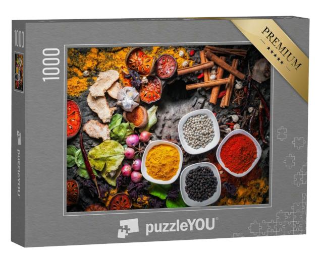 Puzzle 1000 Teile „Auswahl an wunderbren Gewürzen und Kräutern“