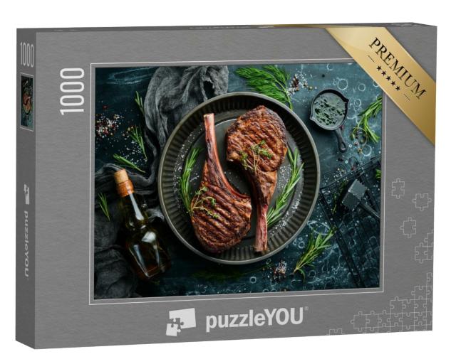 Puzzle 1000 Teile „Saftiges Steak am Knochen gegrillt“