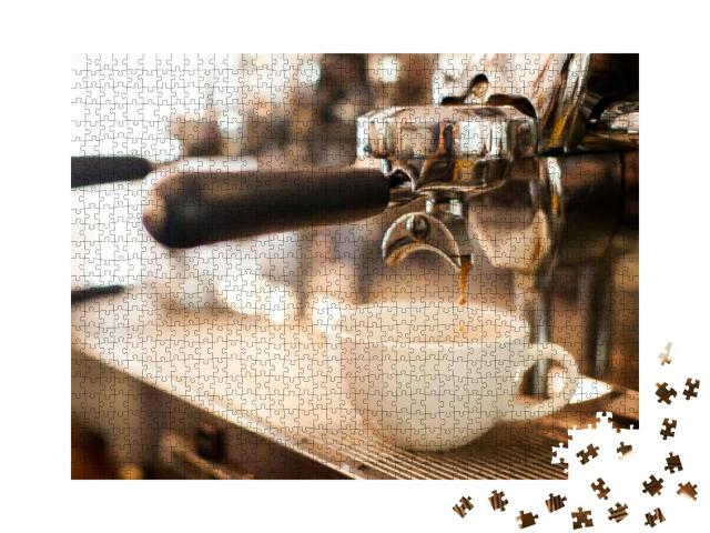 Puzzle 1000 Teile „Köstlich frischer Kaffee aus der Siebträgermaschine“