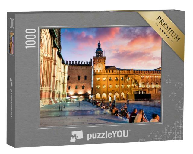 Puzzle 1000 Teile „Hauptplatz der Stadt Bologna bei Sonnenuntergang, Italien“