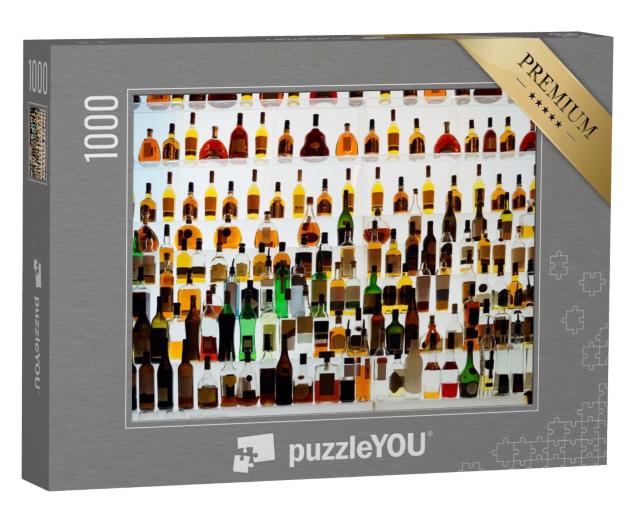 Puzzle 1000 Teile „Verschiedene Alkoholflaschen in einer Bar “