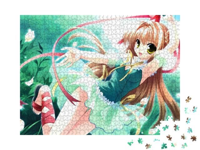 Puzzle 1000 Teile „Ein Sommermädchen im Anime-Stil“
