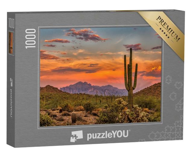 Puzzle 1000 Teile „Sonnenuntergang in der Sonoran-Wüste bei Phoenix, Arizona“