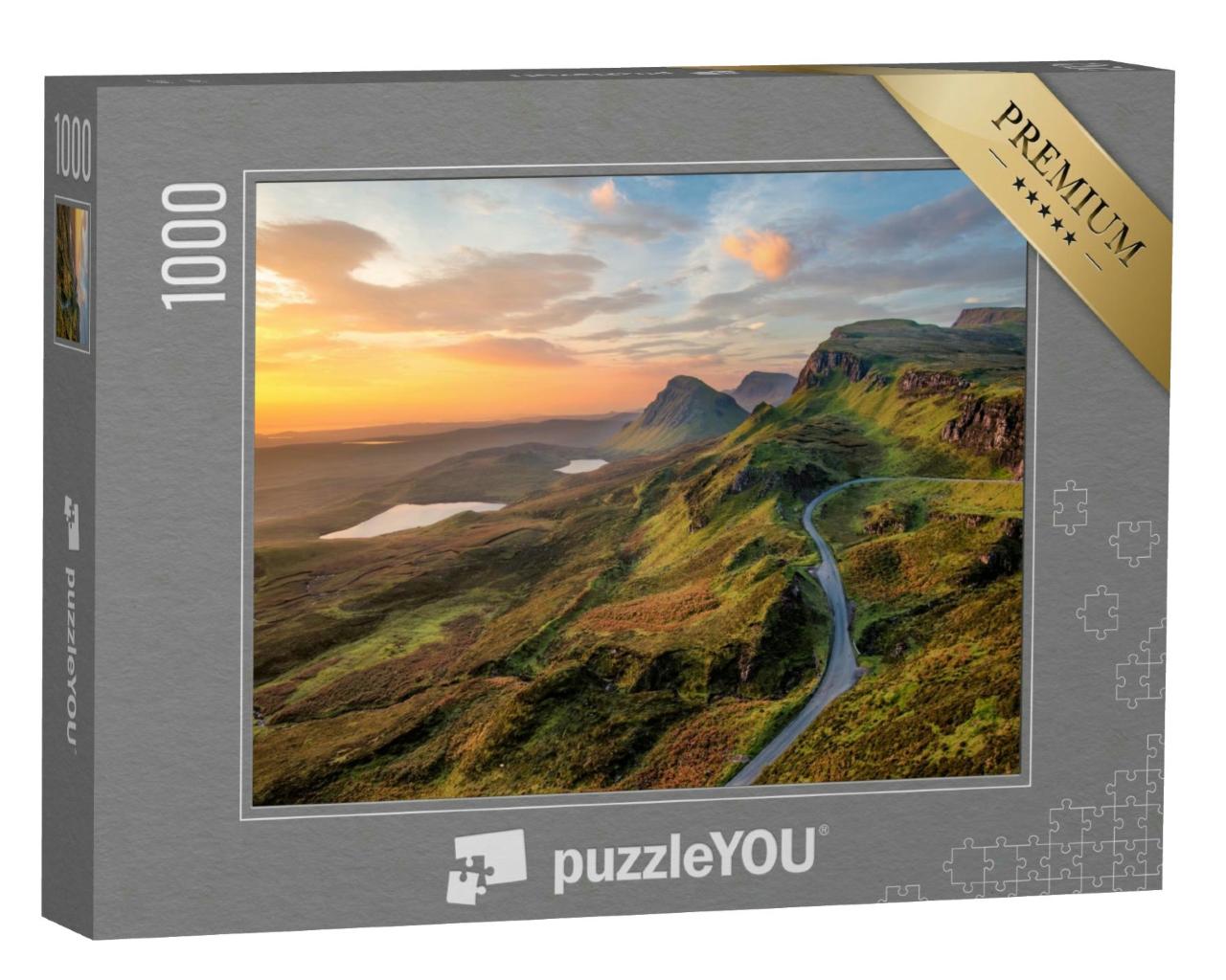 Puzzle 1000 Teile „Lebhafter Sonnenaufgang bei Quiraing, Isle of Skye, Schottland“