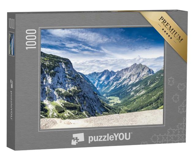 Puzzle 1000 Teile „Panoramablick auf das Karwendeltal, Österreichische Alpen“