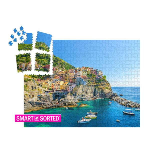 SMART SORTED® | Puzzle 1000 Teile „Manarola traditionelles typisch italienisches Dorf im Nationalpark Cinque Terre“