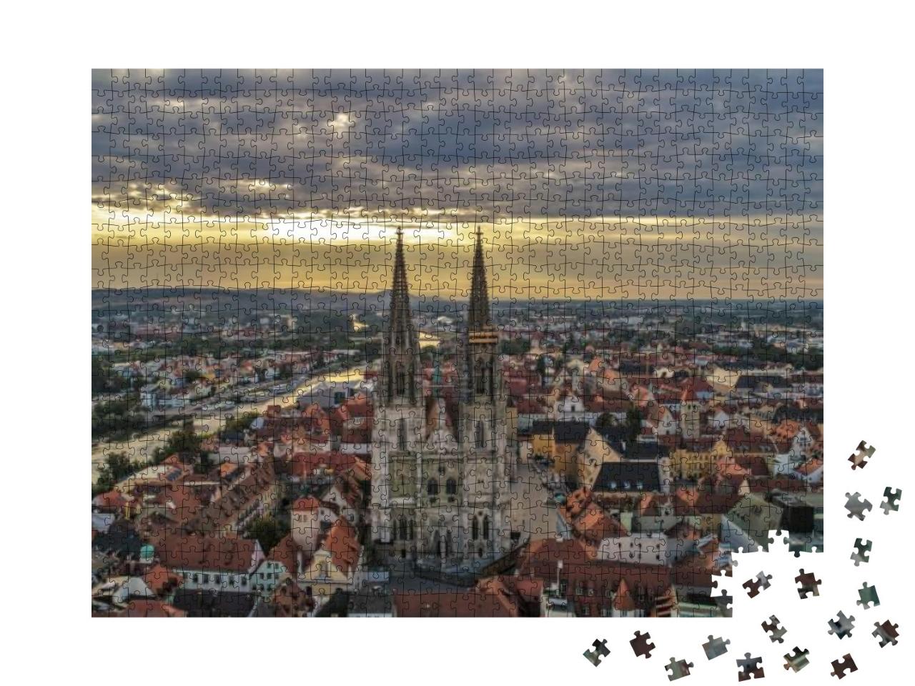 Puzzle 1000 Teile „Luftaufnahme über den Dächern von Regensburg“