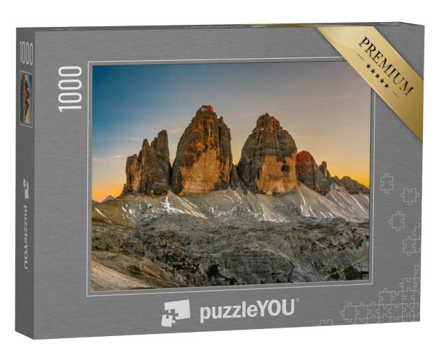 Puzzle 1000 Teile „Die Drei Zinnen im Sonnenuntergang, Trentino, Südtirol“