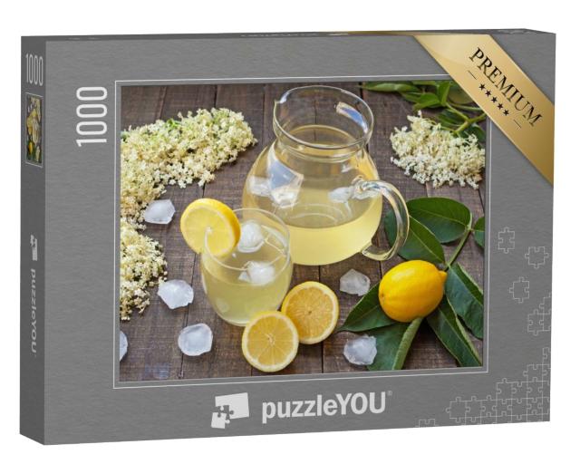 Puzzle 1000 Teile „Erfrischungscocktail mit Holunderblüten  und Zitronen“