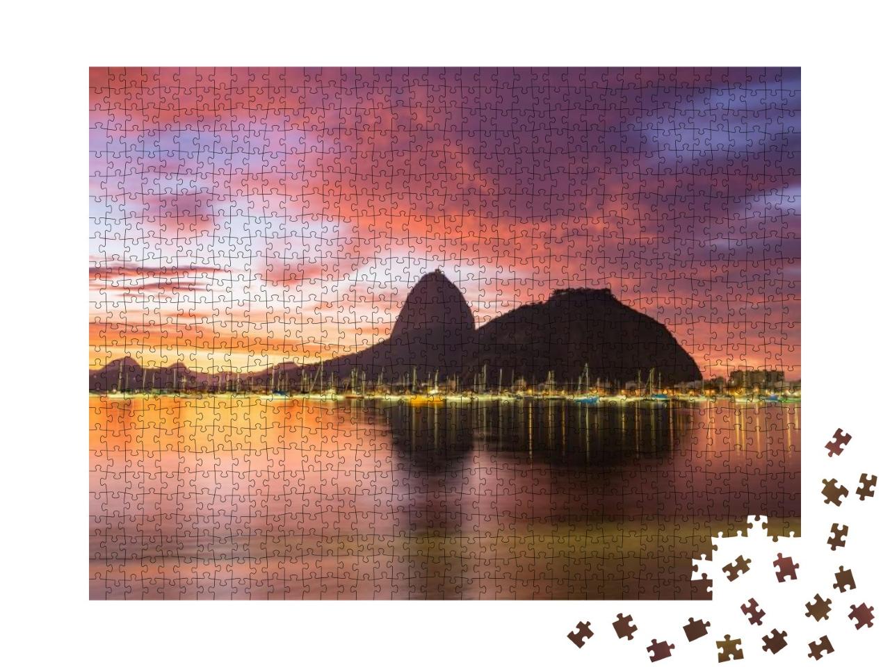 Puzzle 1000 Teile „Sonnenaufgang über Rio de Janeiro mit Berg Zuckerhut“