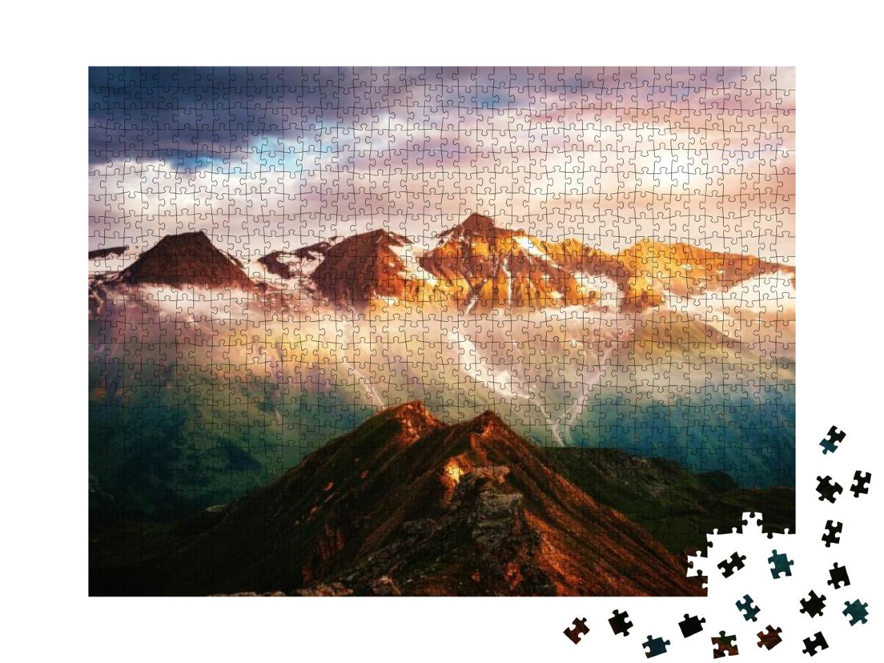 Puzzle 1000 Teile „Spektakuläres Bergpanorama an der Großglockner Hochalpenstraße“