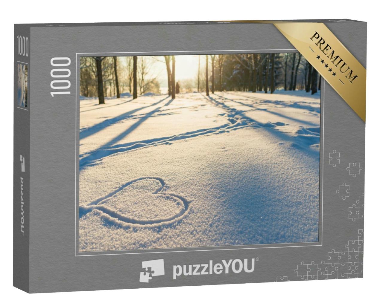 Puzzle 1000 Teile „Ein Herz im Winterwald“