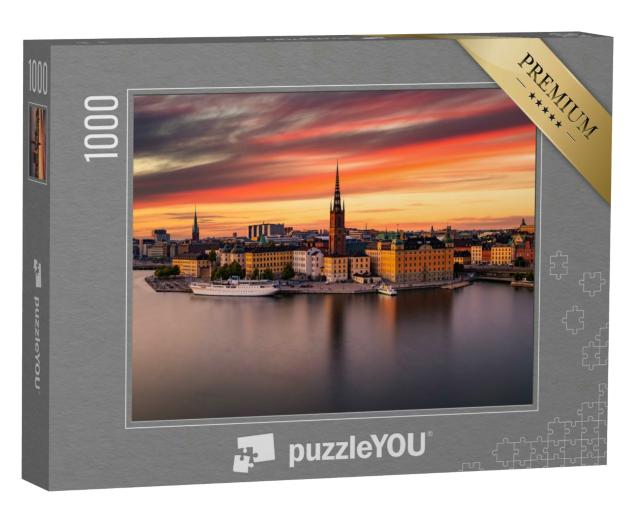 Puzzle 1000 Teile „Gamla Stan, Stockholms Altstadt bei Sonnenuntergang, Schweden“