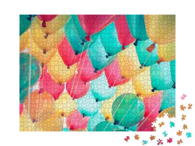 Puzzle 1000 Teile „Bunte Luftballons steigen in den Himmel“