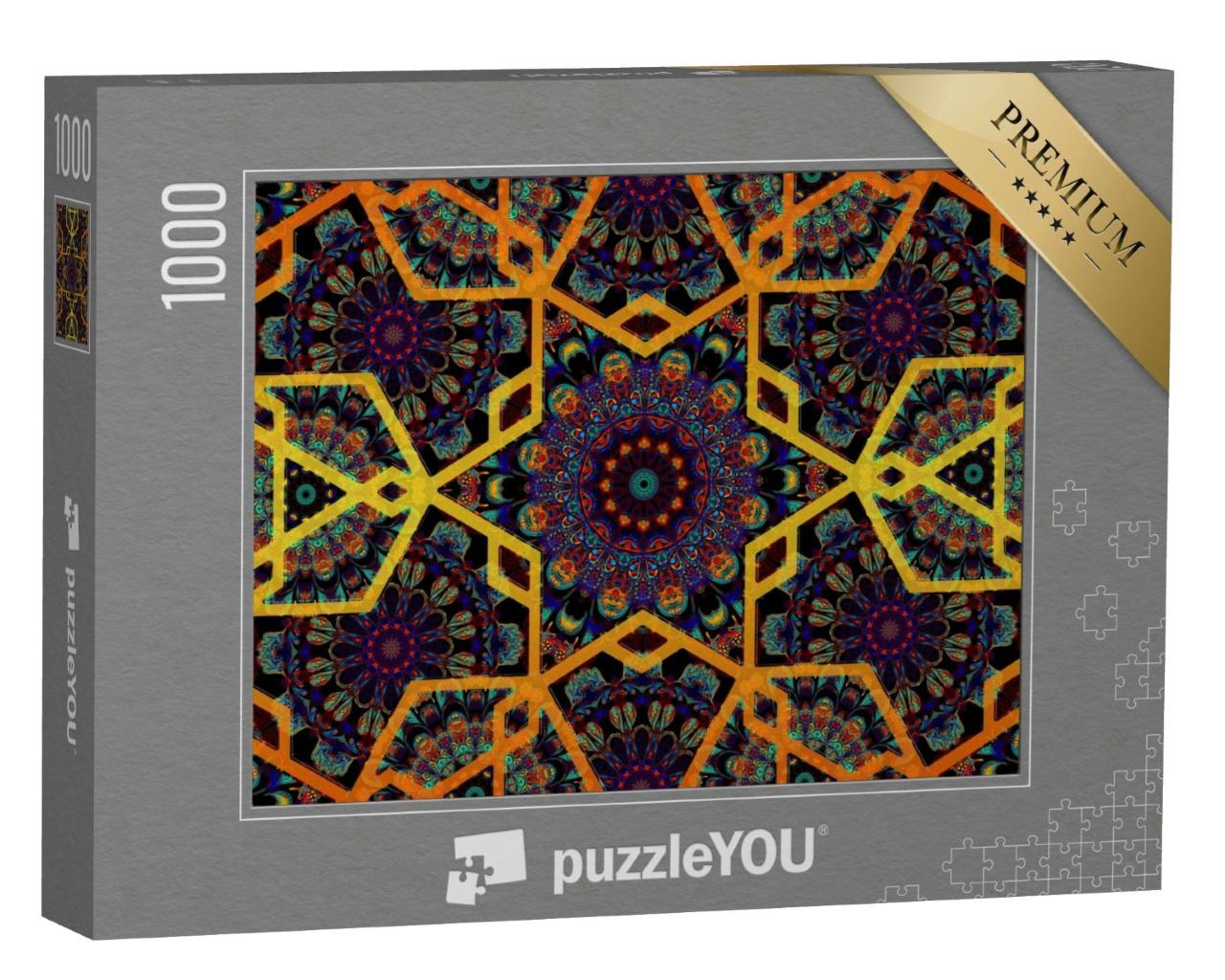 Puzzle 1000 Teile „Arabische, geometrische Ornamente mit goldenen Linien“
