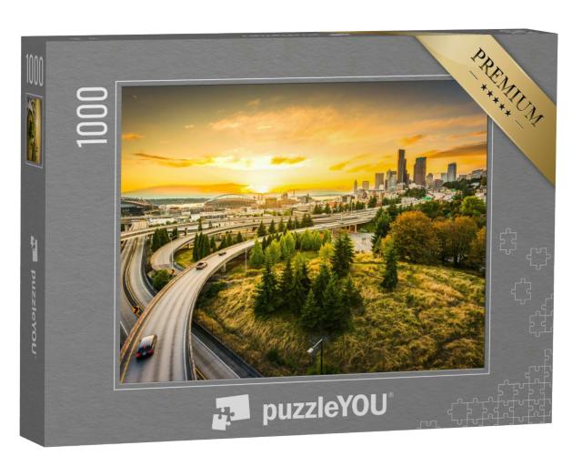 Puzzle 1000 Teile „Interstate-Autobahnen nach Seattle, USA“