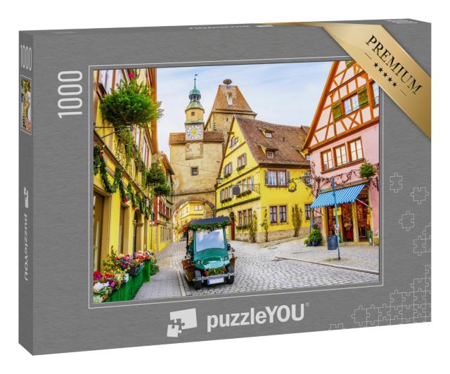 Puzzle 1000 Teile „Weihnachtliche Stimmung: Rothenburg ob der Tauber, Bayern, Deutschland“
