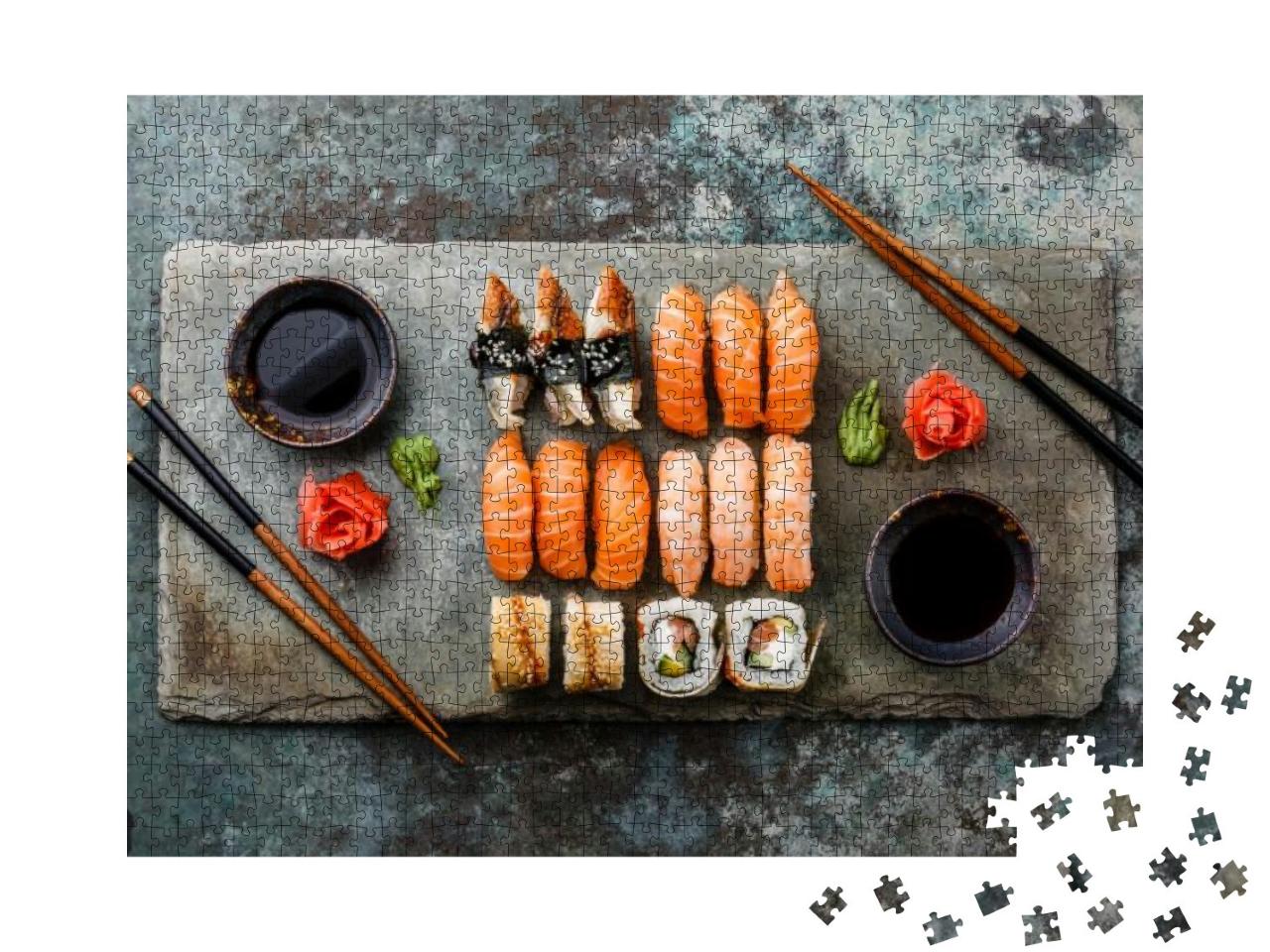 Puzzle 1000 Teile „Sushi-Set Sashimi und Sushi-Rollen “