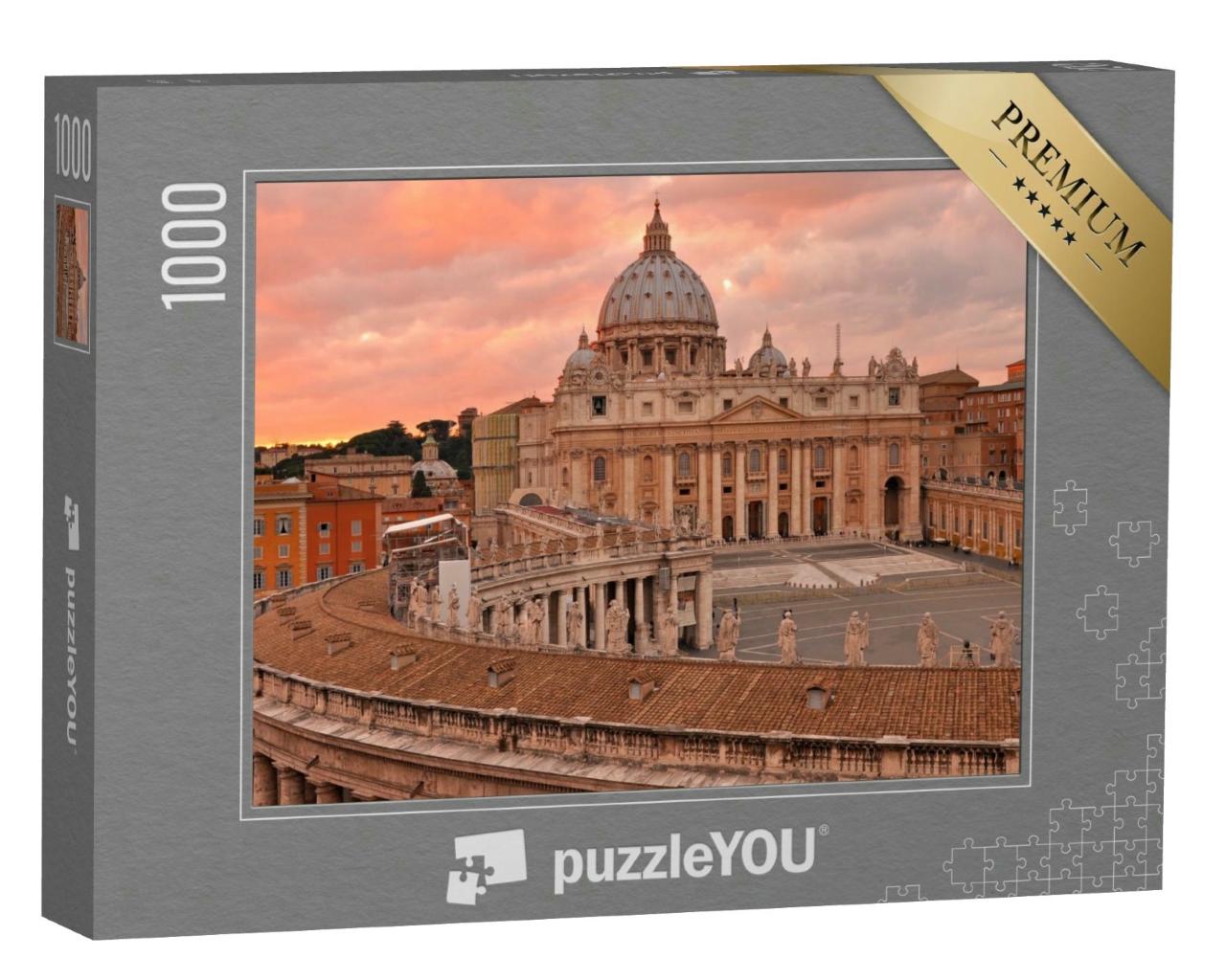 Puzzle 1000 Teile „Petersplatz und Kathedrale bei Sonnenuntergang, Vatikan, Rom“