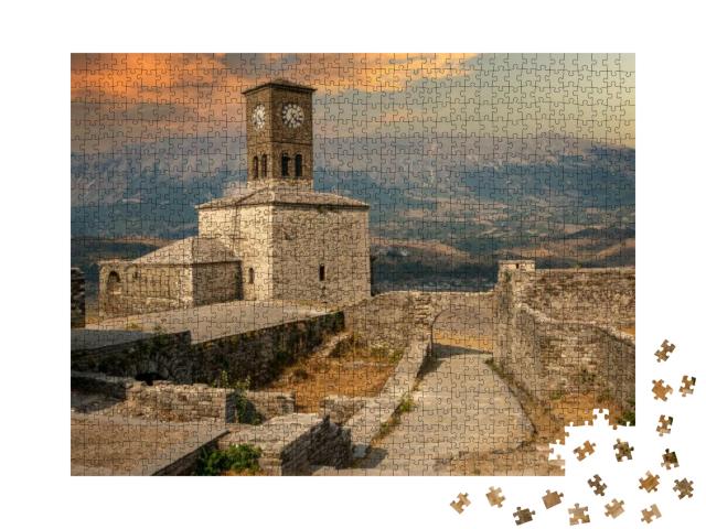 Puzzle 1000 Teile „Uhrenturm und Festung in Gjirokaster, Albanien“