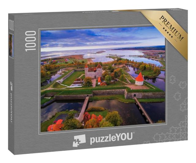 Puzzle 1000 Teile „Luftaufnahme der Stadt Saaremaa mit der Burg in der Mitte“