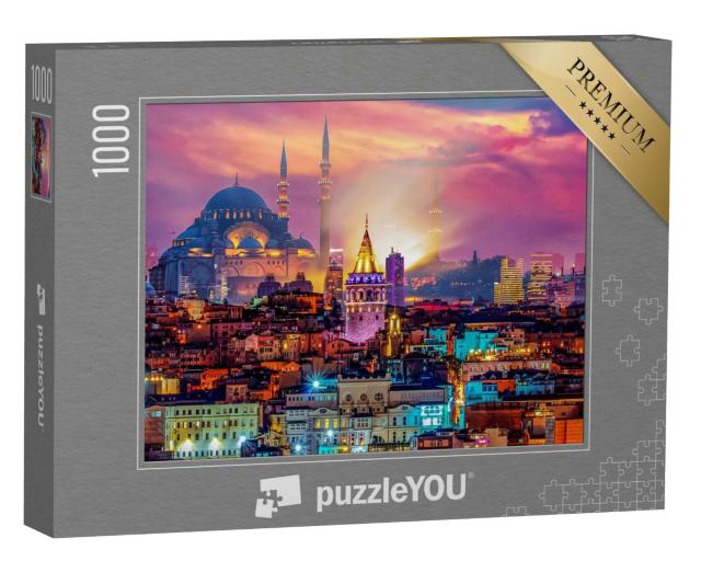 Puzzle 1000 Teile „Skyline von Istanbul mit Galata-Turm und Süleymaniye-Moschee“