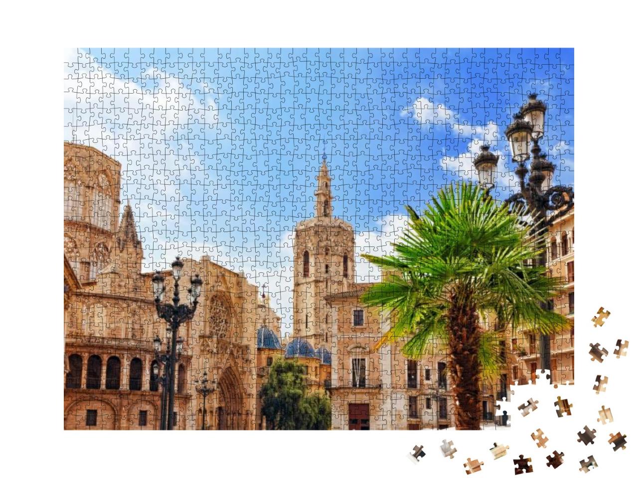 Puzzle 1000 Teile „Altstadt und Kathedrale von Valencia, Spanien“