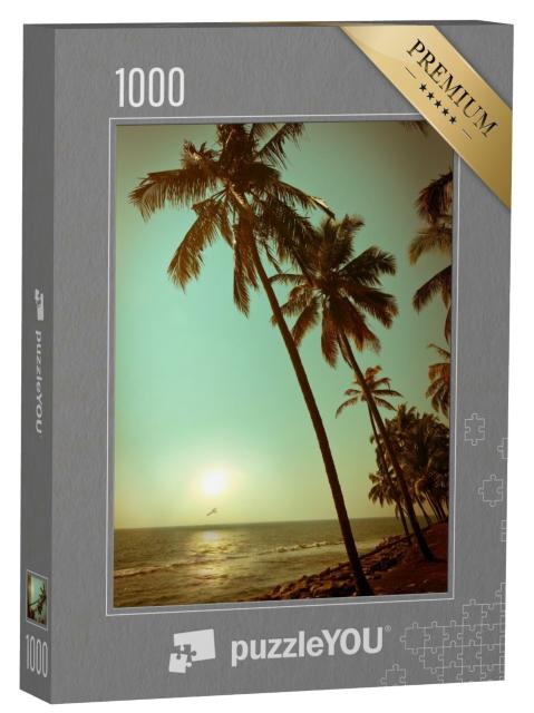 Puzzle 1000 Teile „Sonnenuntergang am tropischen Palmenstrand“
