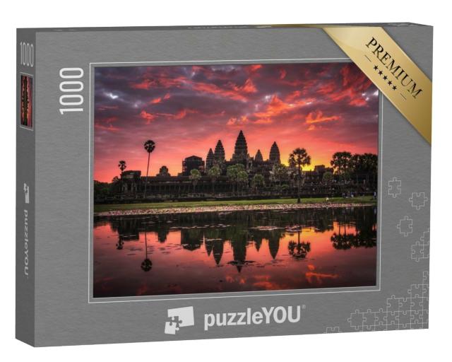 Puzzle 1000 Teile „Sonnenaufgang über Angkor Wat, Tempelstadt in Kambodscha“
