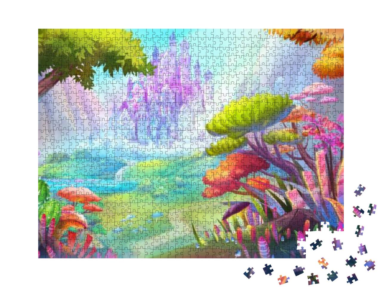 Puzzle 1000 Teile „Der Wald und das Schloss“
