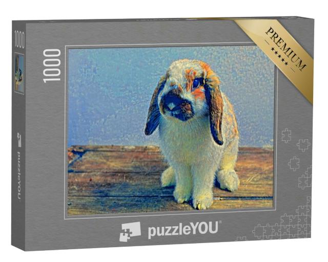 Puzzle 1000 Teile „im Stil von Paul-Cezanne - Hase auf Holztisch - Puzzle-Kollektion Künstler & Gemälde“
