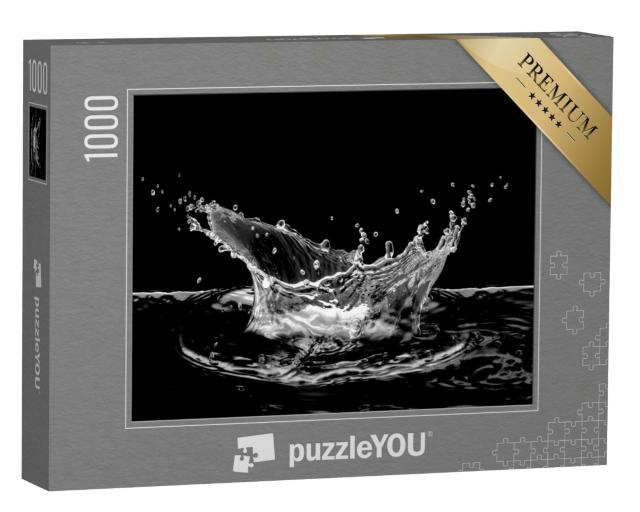Puzzle 1000 Teile „Wasserspritzer in schwarz-weiß“