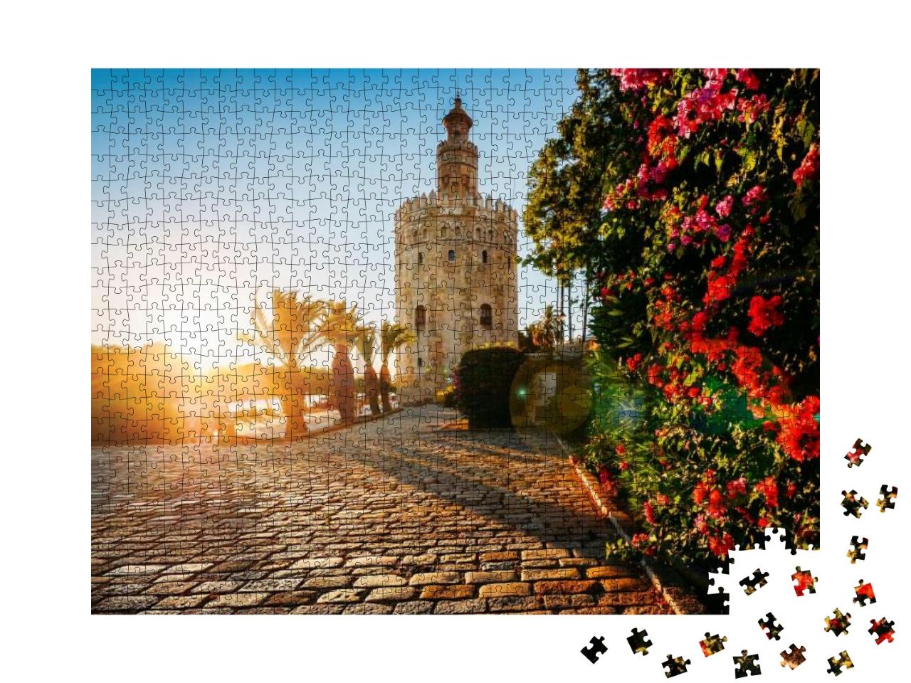 Puzzle 1000 Teile „Torre del Oro: der Goldene Turm in Sevilla, Spanien“