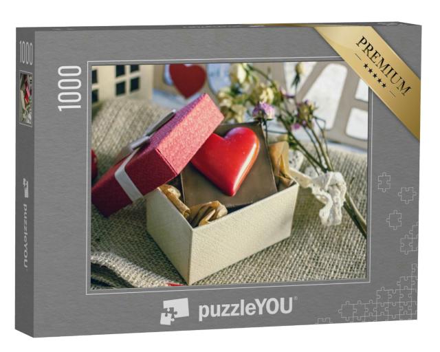 Puzzle 1000 Teile „Ein kleines Schokoladenherz zum Valentinstag“