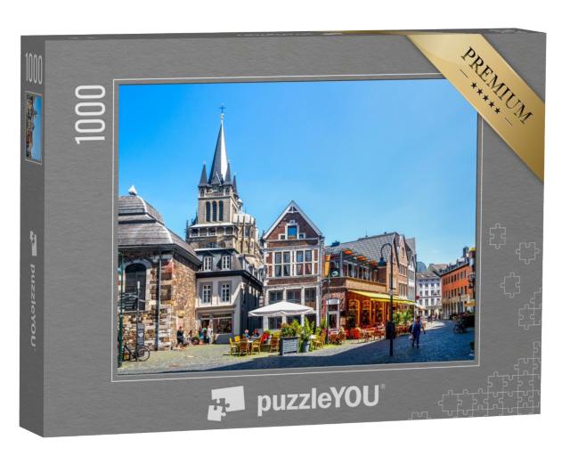 Puzzle 1000 Teile „Straße in Aachen mit Blick auf den Dom, Deutschland“