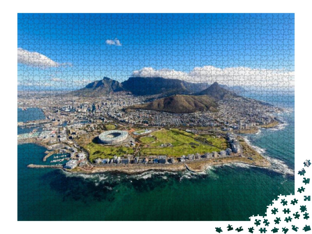 Puzzle 2000 Teile „Blick vom Hubschrauber: Luftaufnahme von Kapstadt, Südafrika“