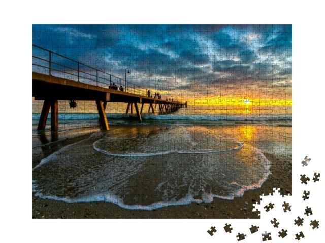 Puzzle 1000 Teile „Glenelg Beach Steg bei Sonnenuntergang, Australien“