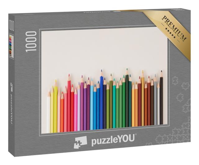 Puzzle 1000 Teile „Buntstifte auf weißem Hintergrund“