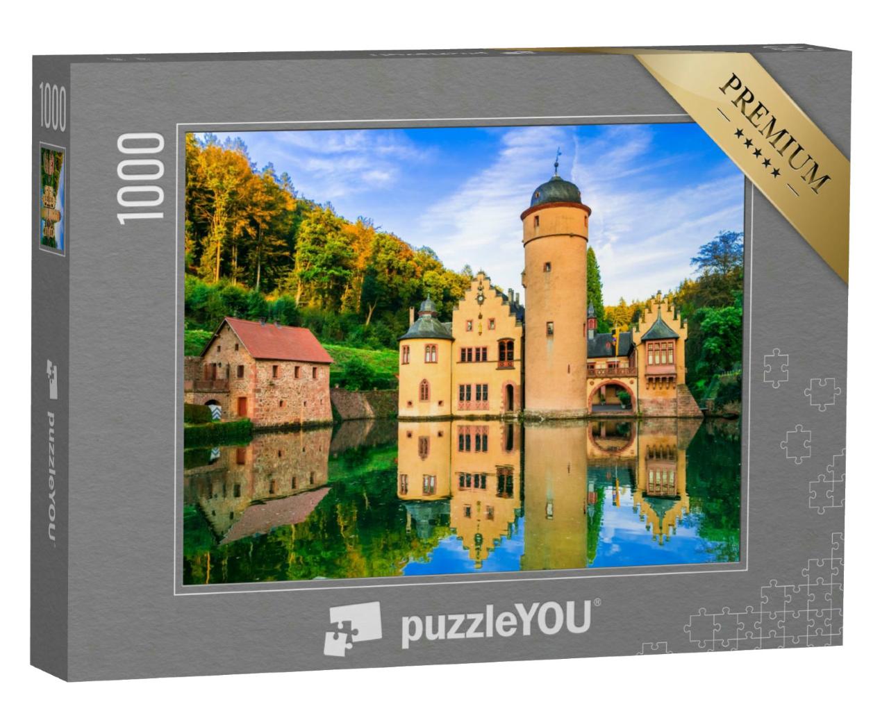 Puzzle 1000 Teile „Schönes romantisches Schloss Mespelbrunn in Deutschland“