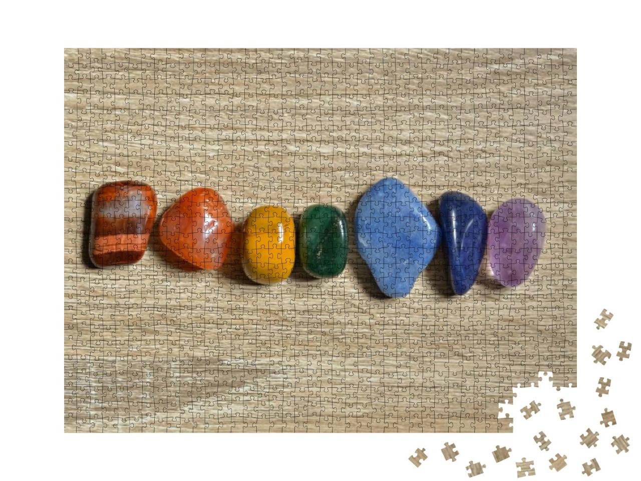 Puzzle 1000 Teile „Nahaufnahme von Chakra-Steinen, Chakra-Kristallen“