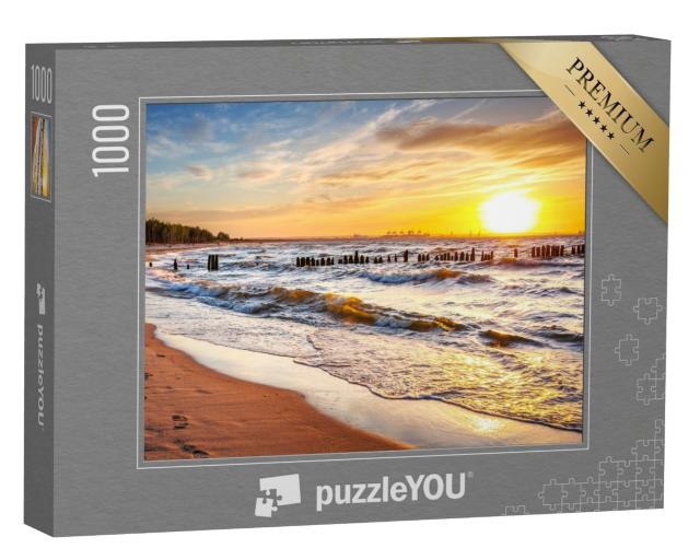 Puzzle 1000 Teile „Sonnenuntergang am Strand an der Ostsee in Polen“