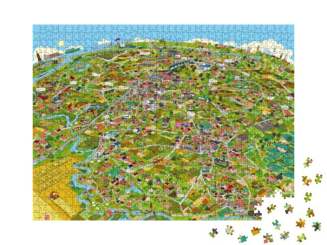Puzzle 1000 Teile „Wimmelbild Oldendorf-Himmelpforten“