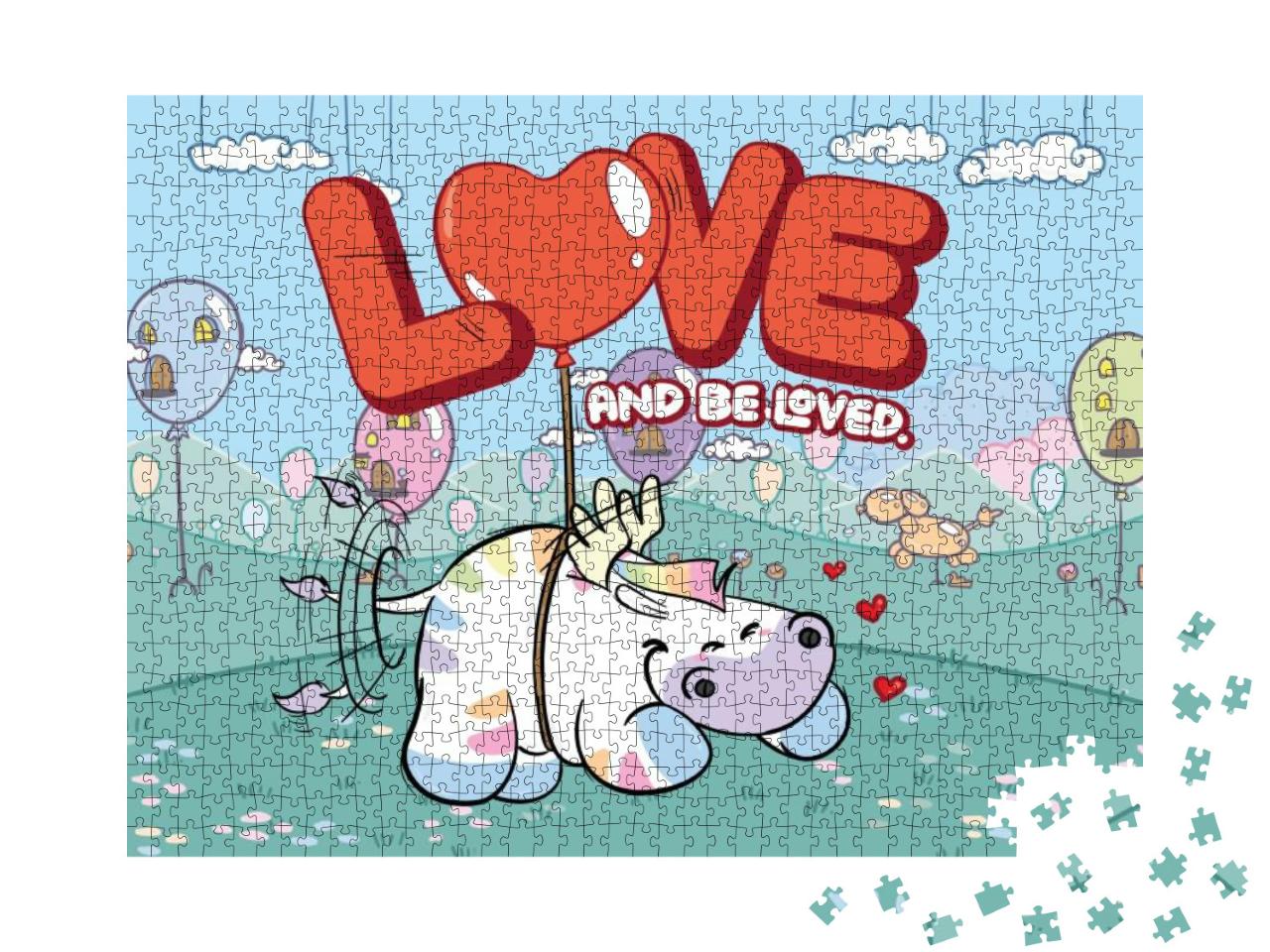 Puzzle 1000 Teile „Pummeleinhorn: Pummel & Friends - Zebrasus-Love“